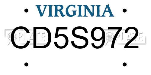 CD5S972 Virginia License Plate