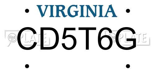 CD5T6G Virginia License Plate