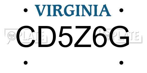CD5Z6G Virginia License Plate