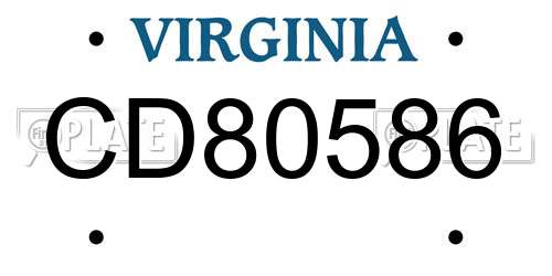 CD80586 Virginia License Plate