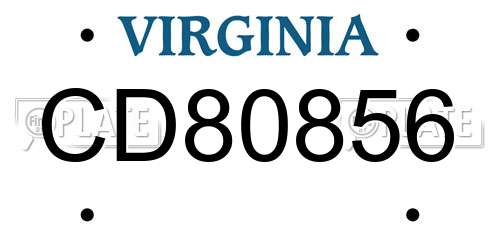 CD80856 Virginia License Plate