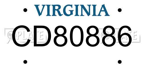 CD80886 Virginia License Plate