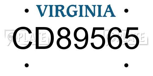 CD89565 Virginia License Plate