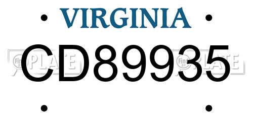CD89935 Virginia License Plate