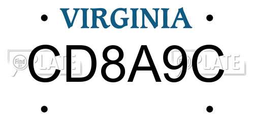 CD8A9C Virginia License Plate