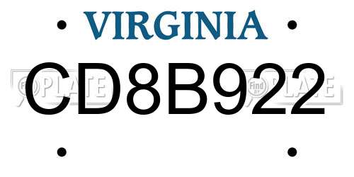 CD8B922 Virginia License Plate