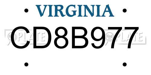 CD8B977 Virginia License Plate