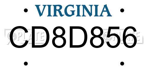 CD8D856 Virginia License Plate