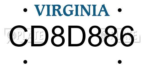 CD8D886 Virginia License Plate