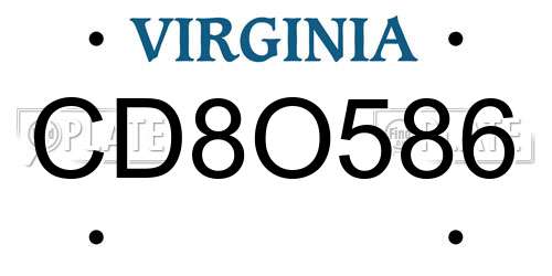 CD8O586 Virginia License Plate