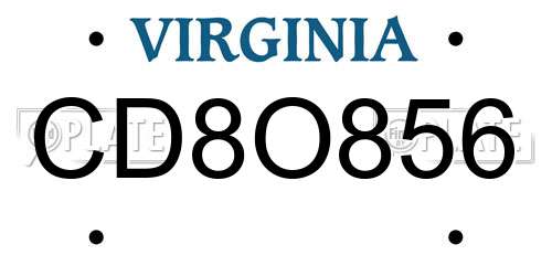 CD8O856 Virginia License Plate