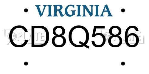 CD8Q586 Virginia License Plate