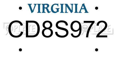 CD8S972 Virginia License Plate