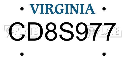 CD8S977 Virginia License Plate