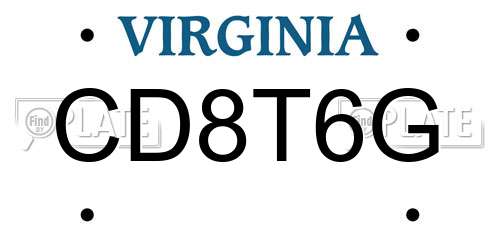 CD8T6G Virginia License Plate