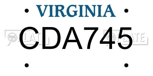 CDA745 Virginia License Plate