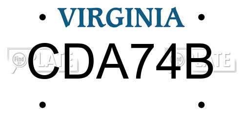 CDA74B Virginia License Plate