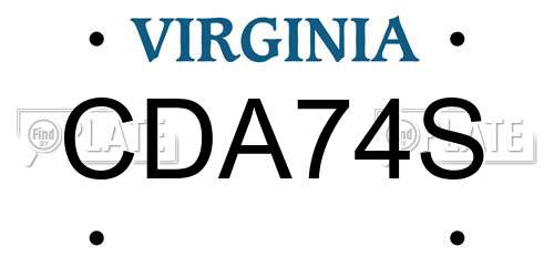 CDA74S Virginia License Plate