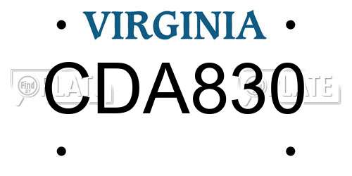 CDA830 Virginia License Plate
