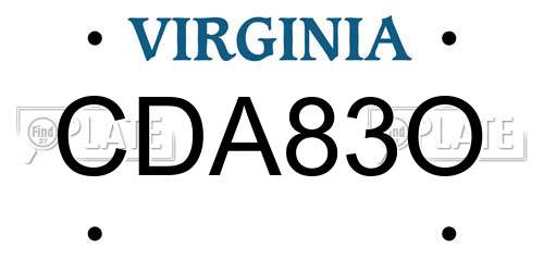 CDA83O Virginia License Plate