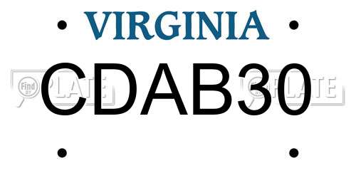 CDAB30 Virginia License Plate