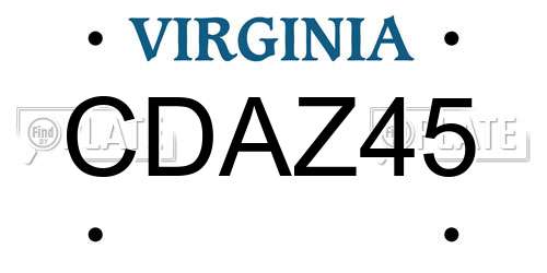 CDAZ45 Virginia License Plate