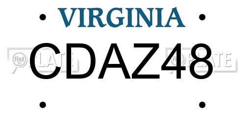 CDAZ48 Virginia License Plate