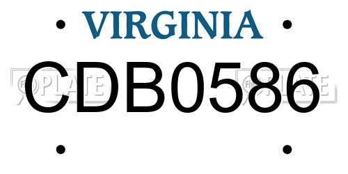 CDB0586 Virginia License Plate