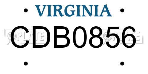 CDB0856 Virginia License Plate