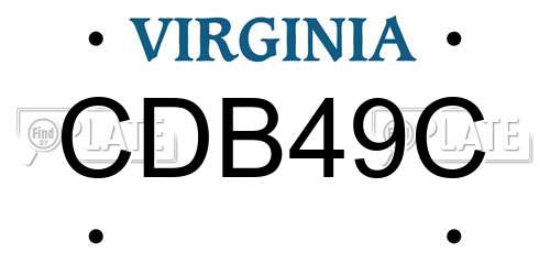 CDB49C Virginia License Plate