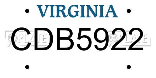 CDB5922 Virginia License Plate