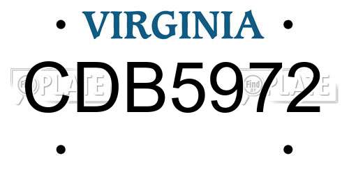 CDB5972 Virginia License Plate