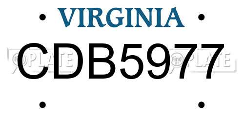 CDB5977 Virginia License Plate