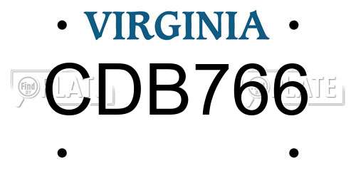 CDB766 Virginia License Plate