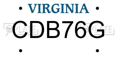 CDB76G Virginia License Plate
