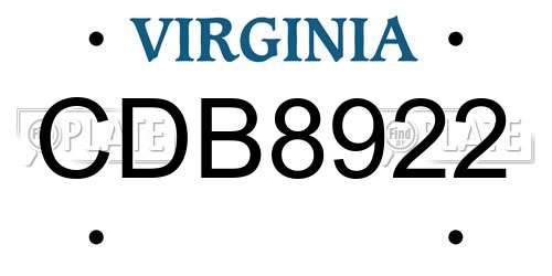 CDB8922 Virginia License Plate