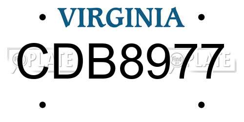 CDB8977 Virginia License Plate