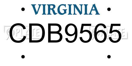 CDB9565 Virginia License Plate