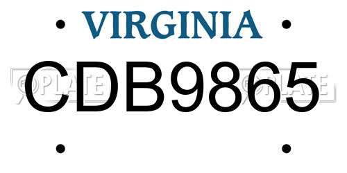 CDB9865 Virginia License Plate