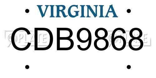 CDB9868 Virginia License Plate