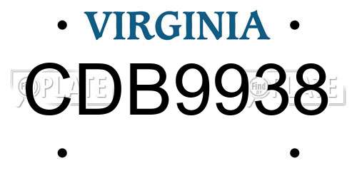 CDB9938 Virginia License Plate