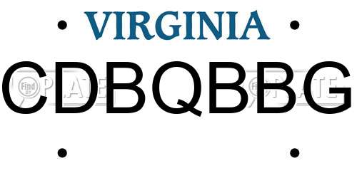 CDBQBBG Virginia License Plate