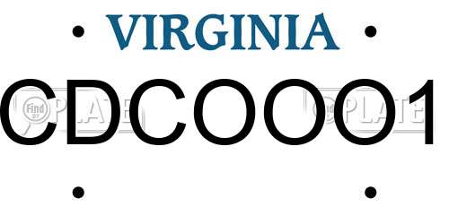 CDCOOO1 Virginia License Plate