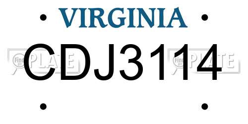 CDJ3114 Virginia License Plate
