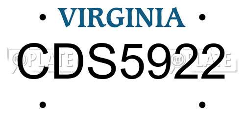 CDS5922 Virginia License Plate
