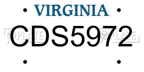 CDS5972 Virginia License Plate