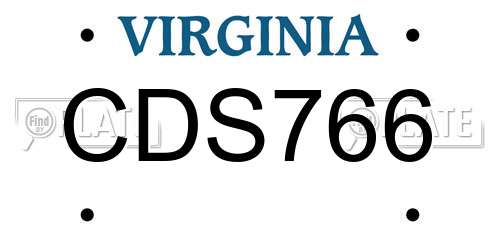 CDS766 Virginia License Plate