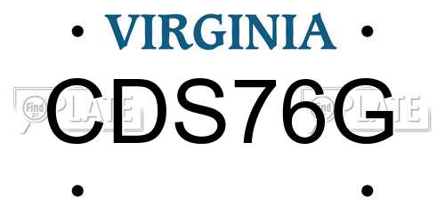 CDS76G Virginia License Plate