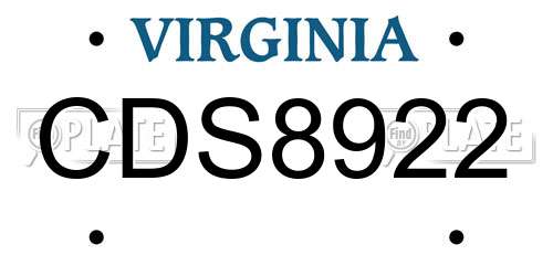 CDS8922 Virginia License Plate