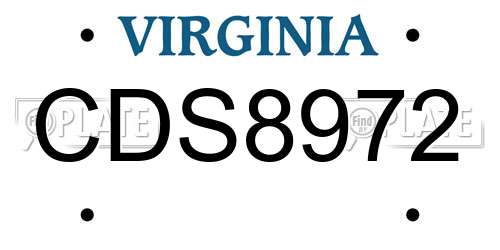 CDS8972 Virginia License Plate